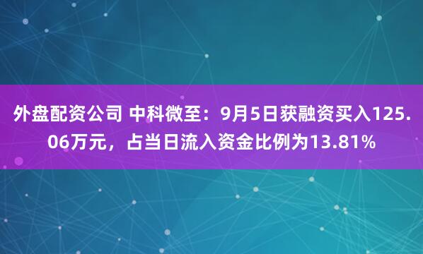 外盘配资公司 中科微至：9月5日获融资买入125.06万元，占当日流入资金比例为13.81%