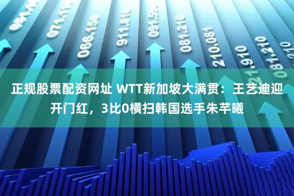 正规股票配资网址 WTT新加坡大满贯：王艺迪迎开门红，3比0横扫韩国选手朱芊曦